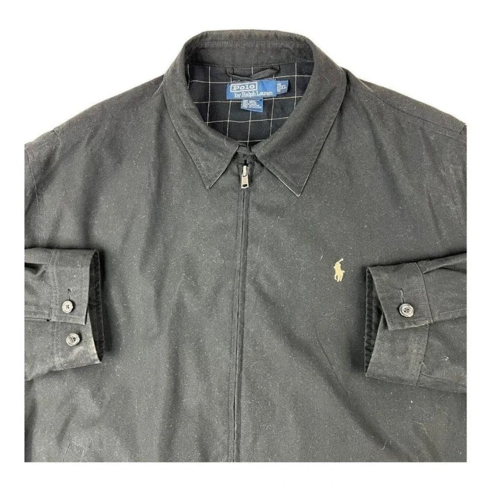 Polo by‎ Ralph Lauren Black Harrington Full Zip Pony Bomber Jacket Mens Size XL